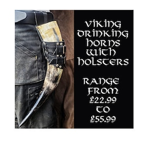 Helm of awe carved Viking Drinking Horn with leather holder Celtic Norse gift Helm of awe carved Viking Drinking Horn with leather holder Celtic Norse gift