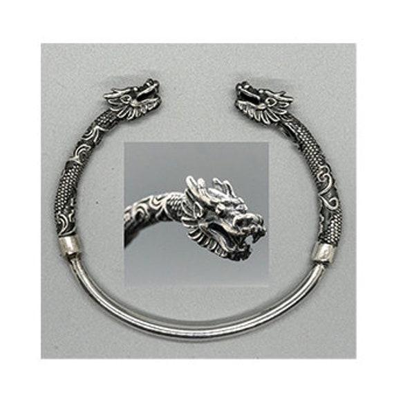 Bracciale Drago Doppia Testa Uomo, Acciaio Inossidabile Nastro D'oro Norse Vichingo Polsino Regolabile Fresco Lucido Twisted Braccio Anello Cavo - Foto 12