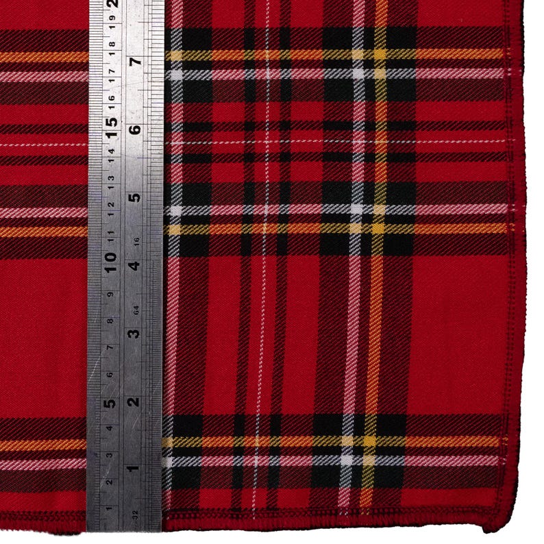 Traditional Red Stewart tartan Approximately 21" x 21" square bandana Handmade from polyester fabric.  You can wear it to cover your entire head, as a thin band, or as a wrist wrap.  May even fit your dog