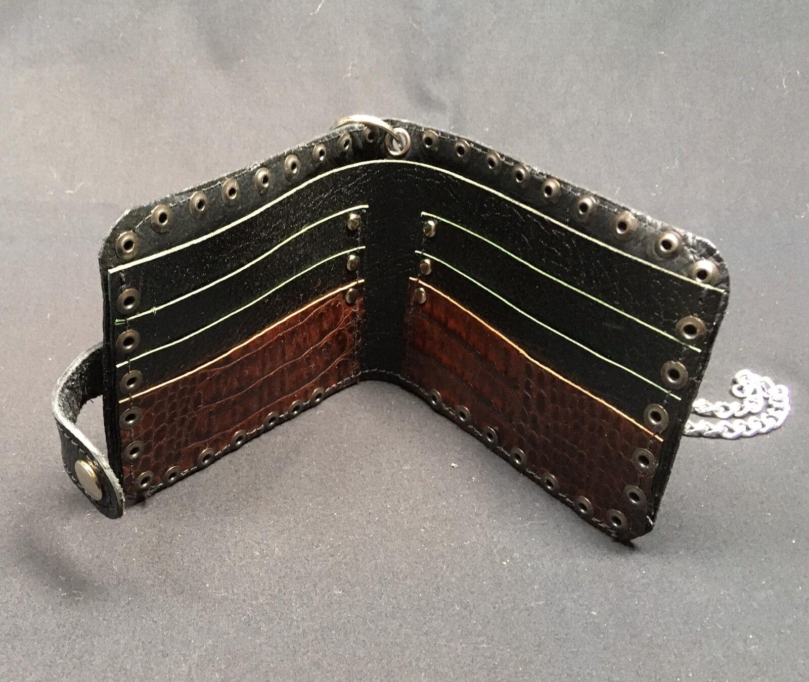 Genuine Real Leather Python and Sea Snake Skin Iron Cross Bi-fold