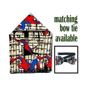 Spiderman-näsduk och fluga, perfekt accessoar för bröllop, examen, bal eller jul-/nyårsfester. Utmärkt presentidé