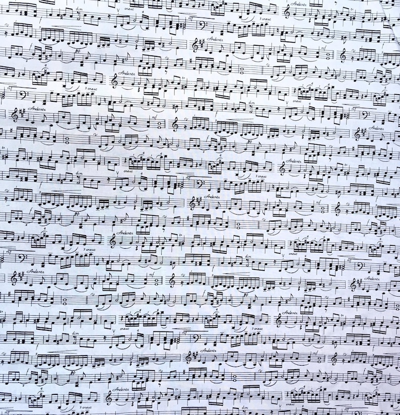 12 Metre Perfect for the budding musician Sheet Music Fabric Timeless Treasures 100/% cotton ideal for making face masks /& apparel etc