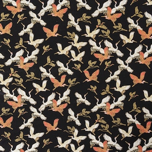 Beautiful Japanese Cranes Designer Fabric from Timeless Treasures 100% Cotton Heron Flying Bird gorgeous colours that pop