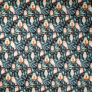 Lovely woodland scene with various owls sat on branches fabric 100% Cotton by Dear Stella material animal forest scene