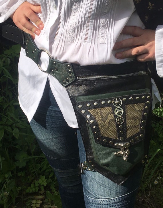 Festival Utility Belt Leg Strap, Steampunk Cyberpunk Dieselpunk Leather &  Python Pouch Holster, Fanny Pack, Harnessthigh Hip Bag Outlaw -  Canada