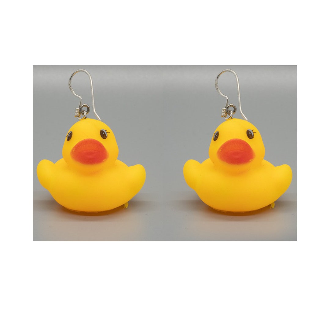 Cute Rubber Duck Earrings Attached to 925 Sterling Silver Etsy