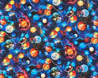 Tela de diseño Beautiful Galaxy de Fat Quarter / Material 100% algodón de Timeless Treasures Planetas Espacio Cosmos Universo