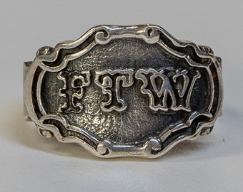 FTW Ring .925 solid sterling silver, F*** The World Outlaw Biker Metal, Gothic, Tattoo,