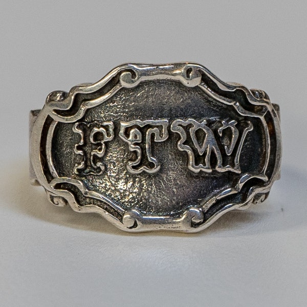 FTW Ring .925 solid sterling silver, F*** The World Outlaw Biker Metal, Gothic, Tattoo,