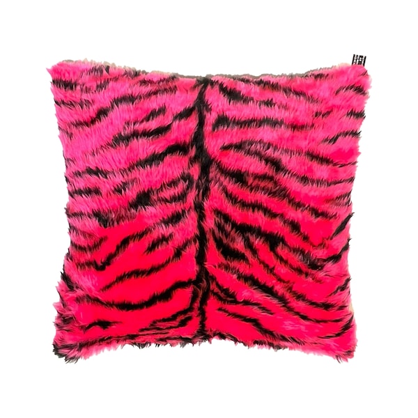 Magnifique housse de coussin moelleuse tigre rose cerise, tissu doux et moelleux super amusant, coussin parfait pour le canapé et le lit, convient à 18 x 18 po.