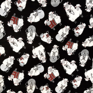 Fat Quarter Funky Knitting Sheep adorn this gorgeous Timeless Treasures 100% cotton FABRIC metre / yard for making face masks & apparel