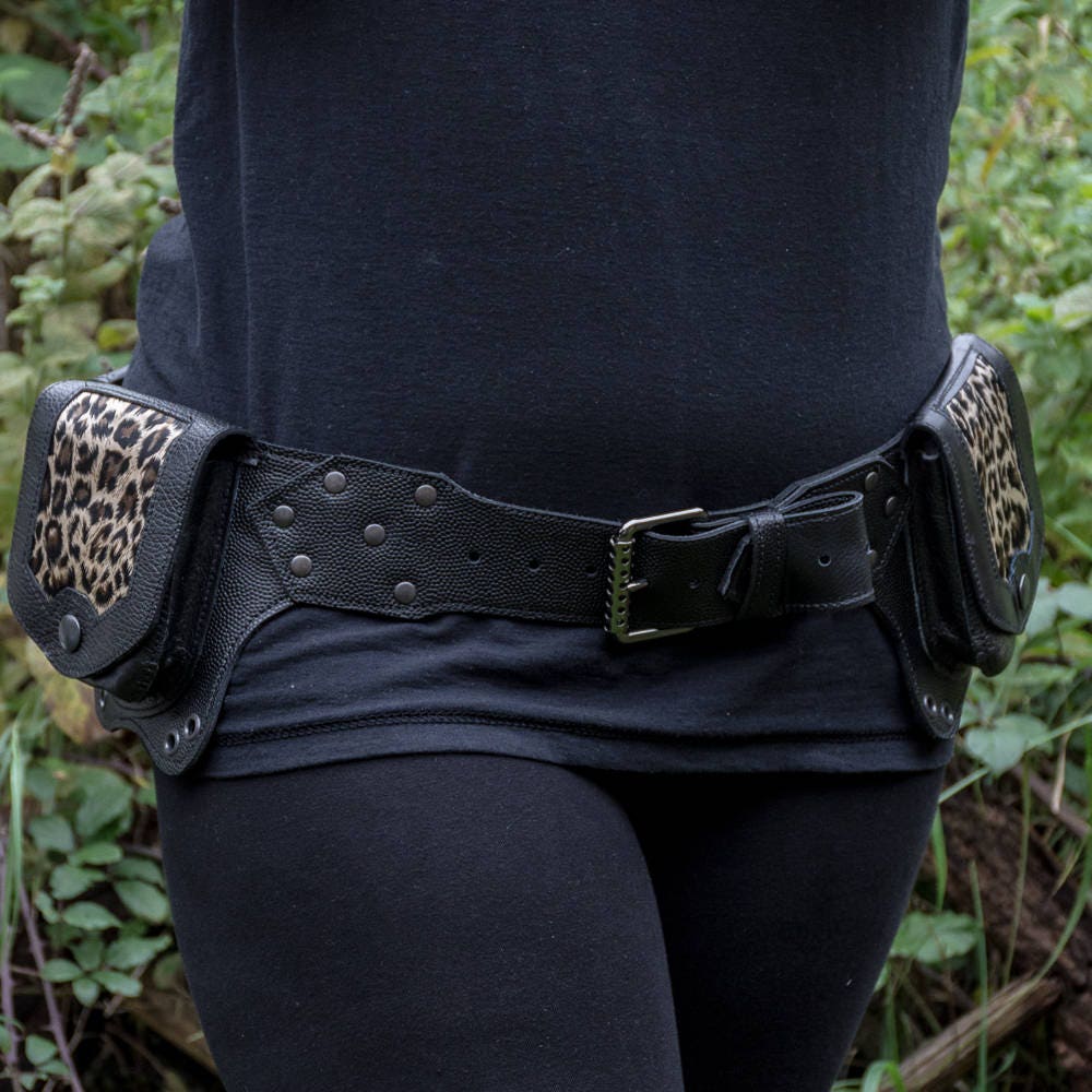 Awesome Leather Utility Pouch Belt Leopard Print Handmade  display picture 2
