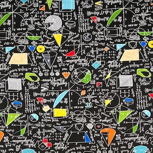 Awesome Mathematical Symbols & Equations Designer Material Timeless Treasures 100% Cotton Fabric Maths Physics Nerd