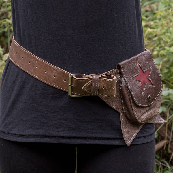 Leather Utility Star Pouch Belt handmade hip belt pocket belt festival clothing steampunk larp Christmas, Gifts for Him, Gifts for Her)