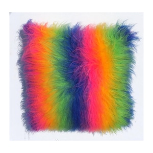 Rainbow Fluffy Cushion Cover, Great Fun Fabric Soft Decorative Sofa Fits 18&quot; x 18&quot; Cushion Long Pile