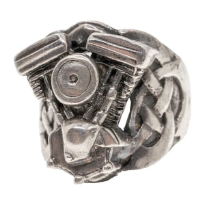 Bike Motor Ring .925 Sterling Silber Metall, Biker Gothic R - Z+