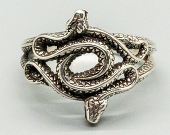 Entwined Snake Ring .925 solid sterling silver Heavy Metal, Biker Gothic Viking Pagan egyptian Available M - Z(ask for special sizes)