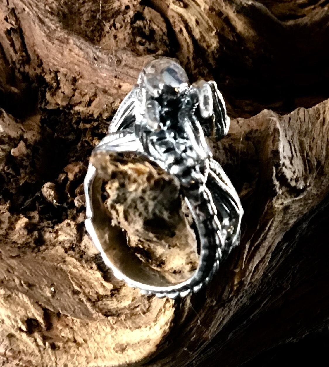 Alien Ring .925 Solid Sterling Silver Band Metal, Biker