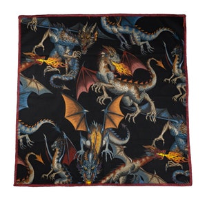 Impressionnant bandeau de designer dragon cracheur de feu ou pour couvre-chef de chimio Alexander Cotton, parfait pour faire des masques faciaux