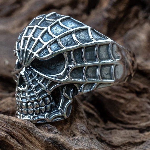 Spiderman Skull Ring .925 Sterling Silver/awesome Skull Ring/great