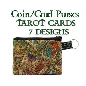 Diseño de cartas del tarot ~ Monedero hecho a mano 100 % algodón, ideal para guardar dinero, tarjetas, monedas, regalo ideal ~ Perfecto para el ávido lector de tarot, quiromancia, wicca