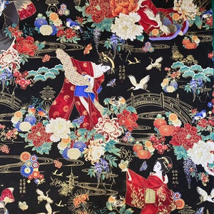 Beautiful Japanese Geisha Girls in traditional kimonos designer bandana Headband Chemo Wear Bandanna Timeless 100% Cotton Fabric