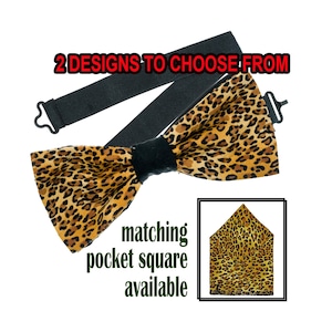 Leopard Print Bow Tie & Pocket Square perfect accessory for Weddings, Graduation, Prom or Christmas/New year Parties. Great gift idea