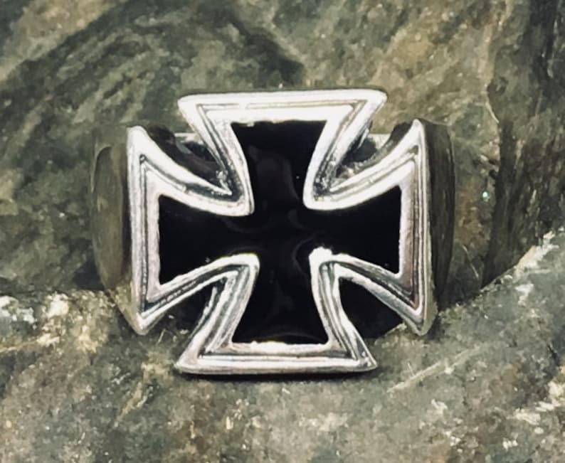 Iron Cross Ring .925 Solid Sterling Silver Schwartz Maltese Etsy