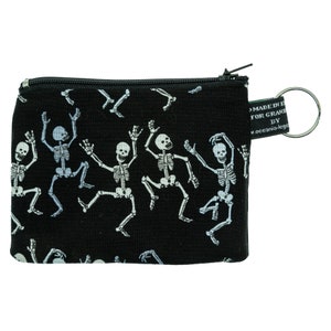 Tanzendes Skelett Design ~ Handgemachte Geldbörse ~ 100% Baumwolle ideal für Geldkarten Münzen Ideales Geschenk ~ Fun Skulls Gothic