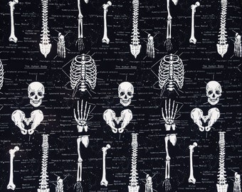 Fat Quarter Glow In The Dark Anatomie skelet 100% katoen Tijdloze schattenstof Materiaal perfect voor gezichtsmaskers