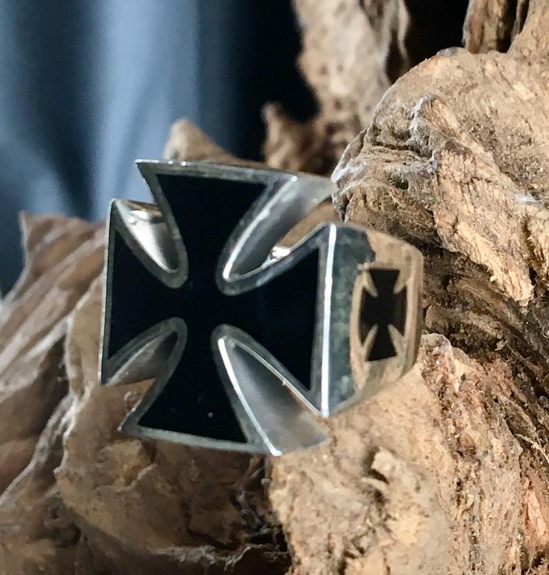 Iron Cross Ring .925 Solid Sterling Silver Schwartz Maltese Etsy