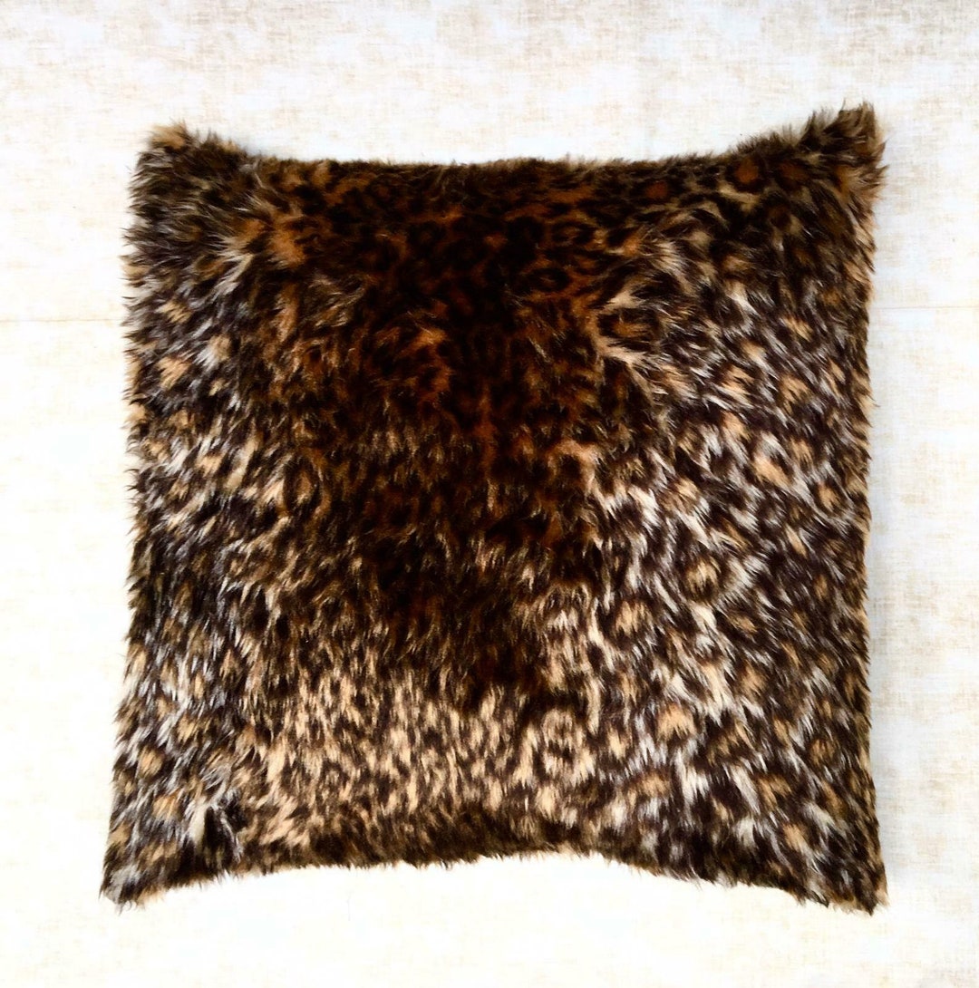 Beautiful & Soft Leopard Faux Fur Fluff Cushion Cover, Great Fun Fabric ...