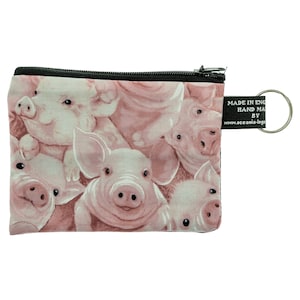 Niedliche Schweine ~ Handgemachte Geldbörse ~ 100% Baumwolle ideal für Geldkarten Münzen Ideales Geschenk ~ Lustiges Design