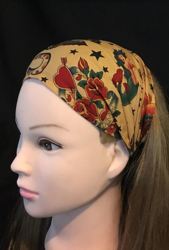 Tattoo Tea Party Headband Bandana Hair Tie Ladies Girls Etsy