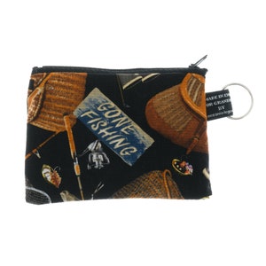 Monedero de pescador pescador hecho a mano de atemporal 100% algodón ideal para tarjetas de efectivo, monedas, regalo ideal para el pescador en ciernes