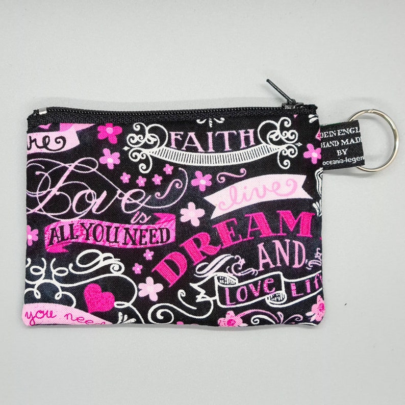 Leopard Print Sacred Heart /& Breast Cancer Aware Coin Purses Handmade from David Textiles 100/% Cotton great for cash cards coins