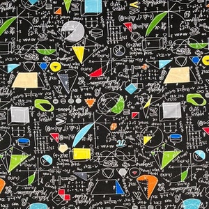 1/2MTR Awesome Mathematical Symbols & Equations Designer Material Timeless Treasures 100% Cotton Fabric Maths Physics Nerd