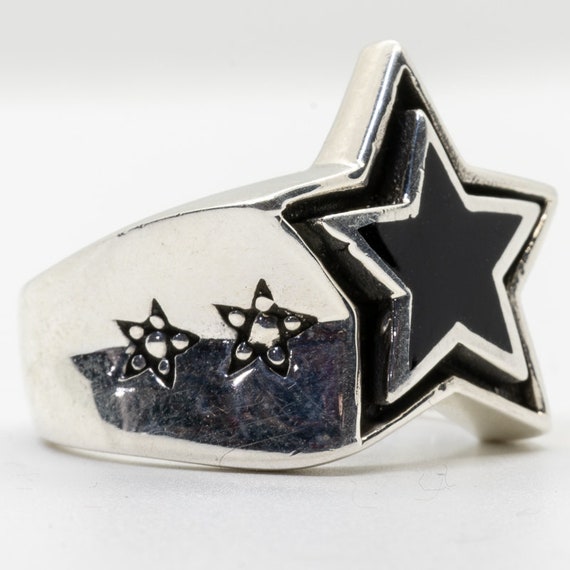 Black Star Ring .925 Solid Sterling Silver Biker Rocker Gothic
