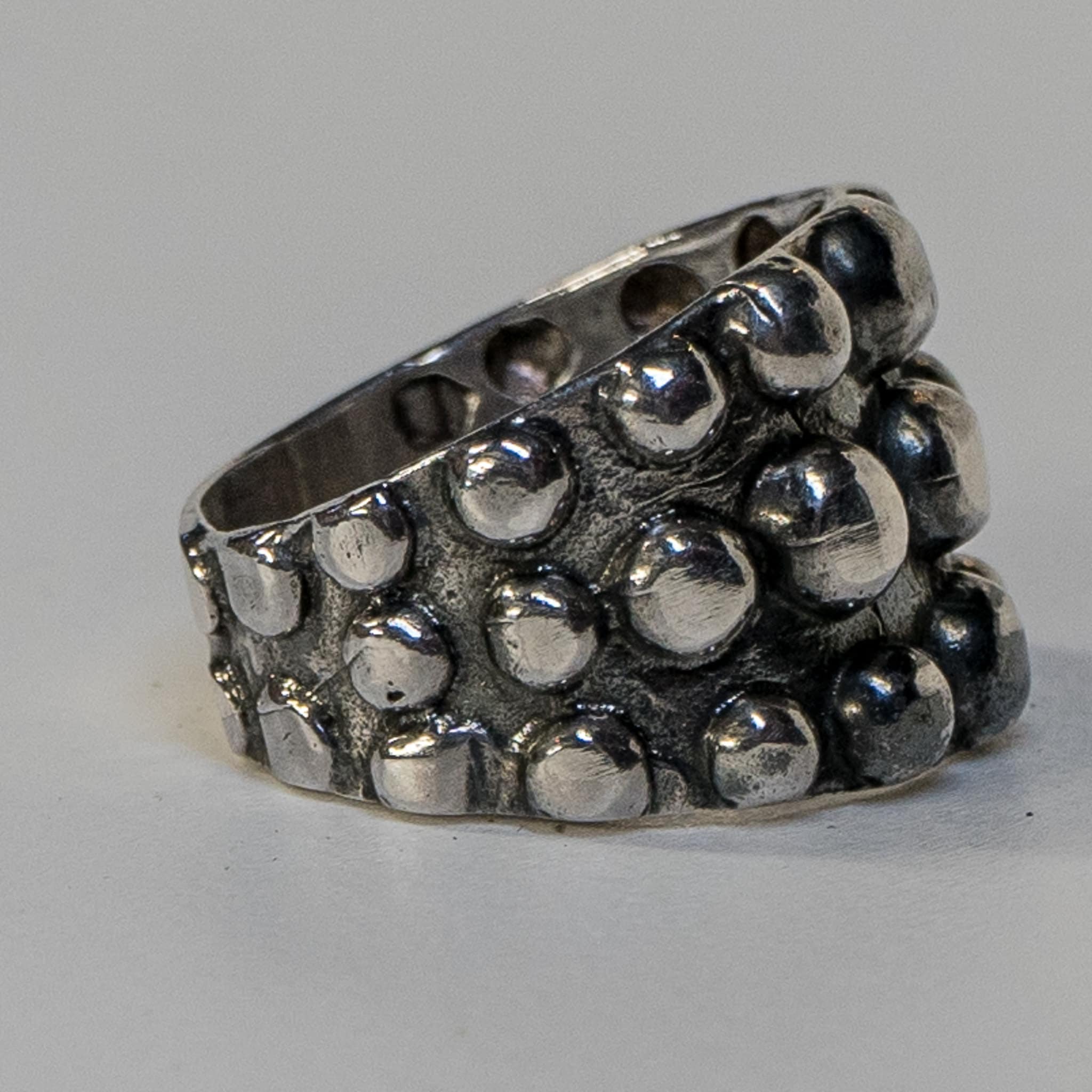 Bubbles Dots Chunky Ring .925 Solid Sterling Silver Biker Rocker Gothic ...