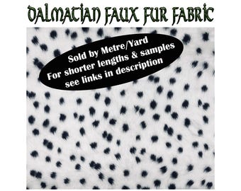 Dalmatian Fluffy Faux Fur ultra soft FABRIC sold per metre or yard for making soft furnishings, scarves, apparels etc