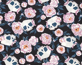 Increíble pañuelo con diseño floral de calavera de Dear Stella, o úsalo como diadema, ideal para quimioterapia. Tela 100% algodón. Halloween.