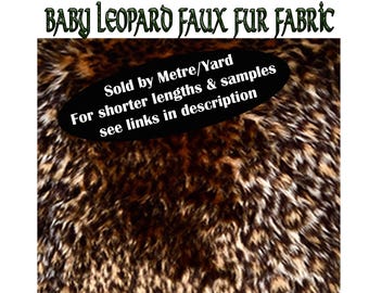 Baby Leopard Fluffy Faux Fur ultra soft FABRIC sold per metre or yard for making soft furnishings, scarves, apparels etc