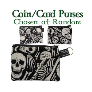 Glow in the Dark Skeleton and Skull Coin & Card Purse Handmade from Timeless Treasures 100% Cotton fabrics