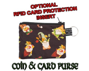 Autumn Gonk Swedish Tomte Gnome ~ Handgemaakte portemonnee ~ 100% katoen, ideaal voor pinpassen, munten Ideaal cadeau ~ met optionele RFID-kaartbescherming