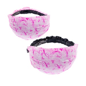 Breast Cancer Awareness Pink Ribbon Design ~ handmade Headband Bandana Hair Tie Ladies Girls Fashion 100% Cotton Fabric