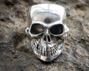 Skull Ring .925 solid sterling silver  Metal, Biker Gothic Viking Pagan Available M - Z+