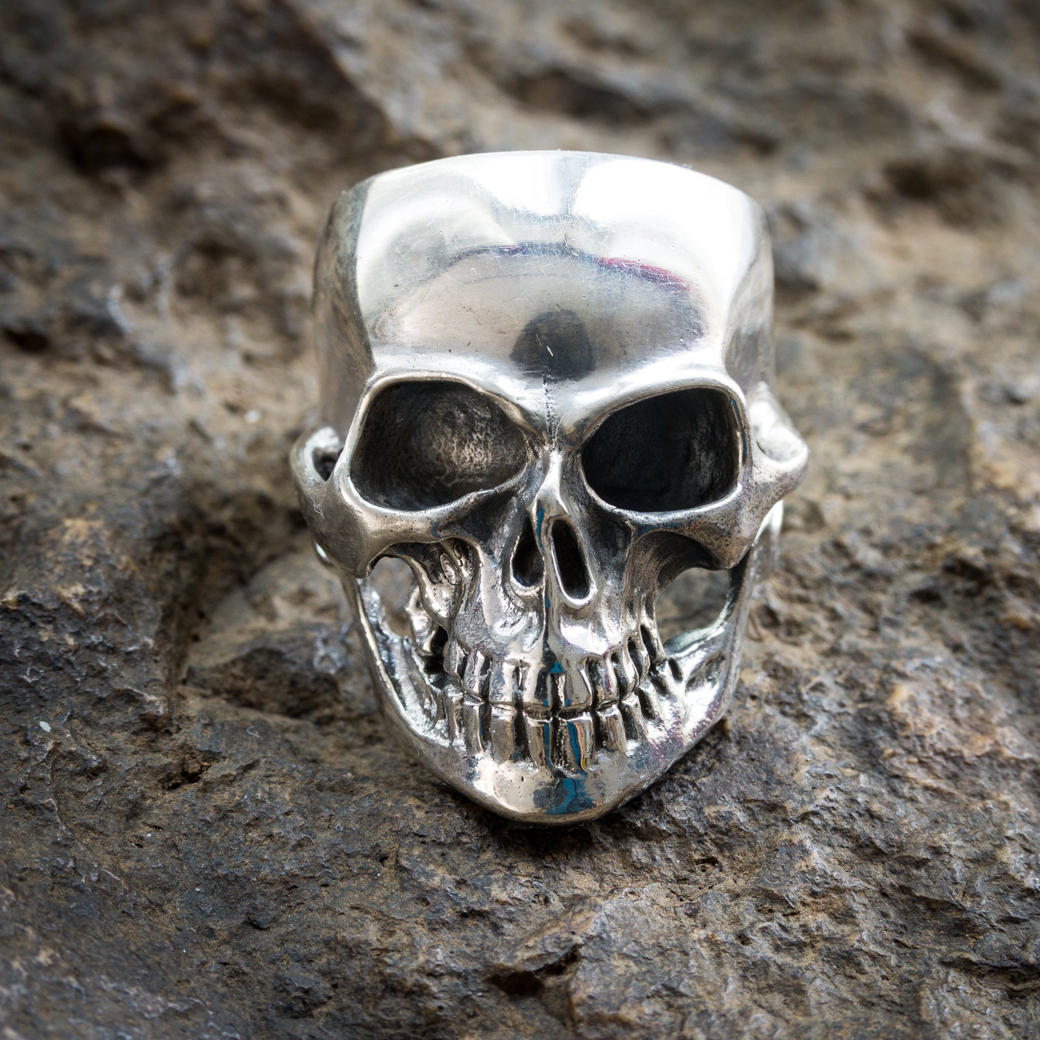 Rebel Biker Skull Ring .925 Solid Sterling Silver Great Gift for 