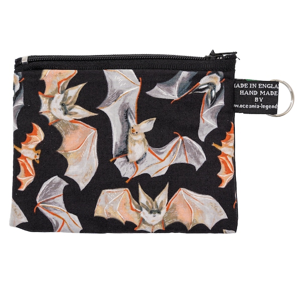 Bats Designer Coin & Card Purse Handmade from Dear Stella 100% Cotton fabrics ~ Gothic Vampire Bat