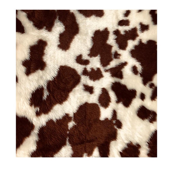 Ultra Fluffy Brown & Cream Cow Faux Fur Super Soft FABRIC Sold per Metre or  Yard for Soft Furnishings, Scarves, Apparels 