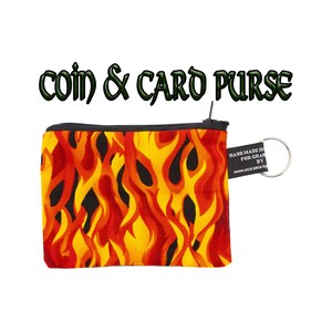 Flaming Hell Fire Flames Design ~ Handgemachte Geldbörse 100% Baumwolle ideal für Geldkartenmünzen Ideales Geschenk Großer Strumpffüller